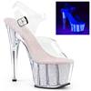 Pleaser - ADORE708UVG Sandale à bride à la cheville, Pole dance chaussures - Chaussures de pole dance - Transparent/Rose Product image